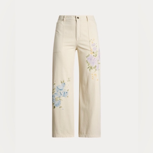 NEW Ralph Lauren Floral High Rise Wide Leg Jeans Painted Floral 22 Plus NWT - Picture 3 of 11